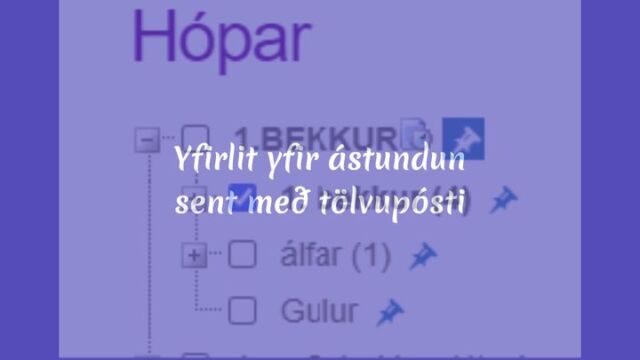 Miðvikudagsmoli vikunnar fjallar um hvernig senda má yfirlit yfir ástundun nemenda til aðstandenda með tölvupósti. Það er gert í nokkrum skrefum eins og sjá má í þessu myndbandi.